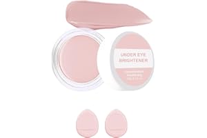 LESTPOLA Under Eye Brightener Concealer, Waterproof Full Coverage Color Corrector Concealer for Dark Circles, Hydrating Nourishing Long-Lasting Under Eye Brightening Cream Concealing with 2Pcs Puff, 04# Pink