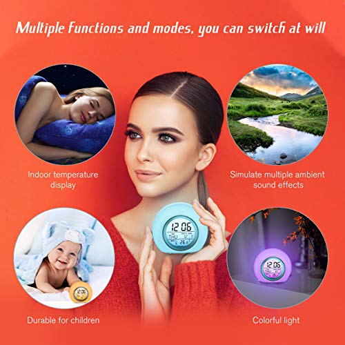 OUTERDO Kids Alarm Clock, Children's Light Alarm Clock for Bedrooms, 7