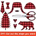 12 Sheets 12 x 12 Inch Christmas Buffalo Plaid Heat Transfer Vinyl Fabric Clothing Patches Vinyl Sheets Flannel Adhesive Iron on Vinyl for Clothes (Red and Black, Black and White)
