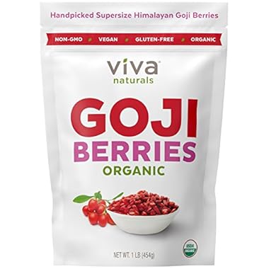 Viva Naturals Premium Himalayan Organic Goji Berries, Noticeably Larger and Juicier, 1lb