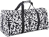 World Traveler Black Damask Gym Duffle Bag 21-inch