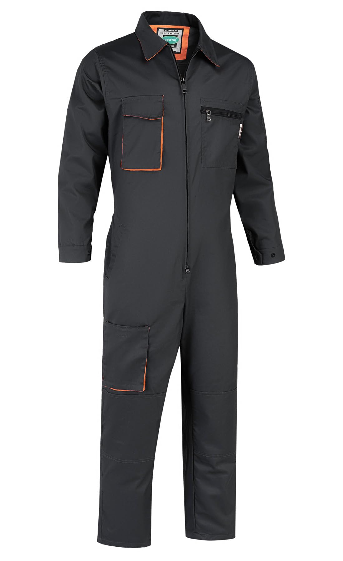 Yukirtiq Men's Work Wear Boilersuit Coverall with Multi Pockets Heavy Duty Polycotton Overall Trousers Mechanics Boiler Suit, Black, XXL