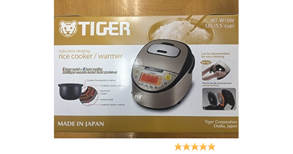 Amazon Com Tiger Ih Rice Cooker Tacook Jkt W10w 1 0l 5 5 Cups Ac2v Area Only Exclusive Cookbook Included Kitchen Dining