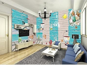 3d Wallpaper Photo Wallpaper Custom Mural Kids Room Starfish Shells Wooden Walls 3d Painting Tv Background Wallpaper For Wall 3d 200x140cm Amazon Co Uk Diy Tools