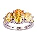 Psiroy 925 Sterling Silver Plated Created Citrine Filled 5 Stone Engagement Ring Band Size 6