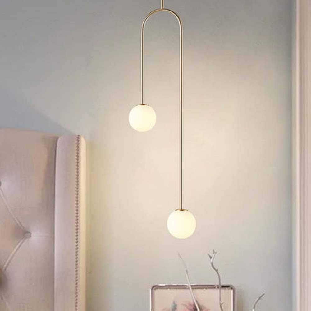 Feng tata Modern Pendant Light Brass Personality Creative Chandelier Living Room Bedroom Bedside U-Shaped LED Hanging Lamp Fixture,Gold,Warmlight