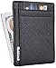 Travelambo RFID Front Pocket Minimalist Slim Wallet Genuine Leather Small Size (Crosshatch black)