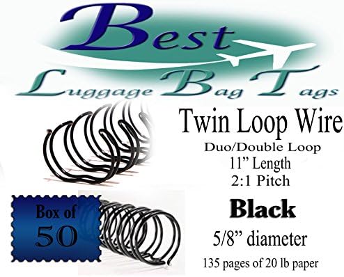 Duo Wire Black Binding Spines (Twin Loop Wires) 2:1 Pitch - Qty: 50 (5/8")