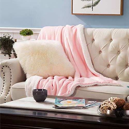 Bedsure Sherpa Fleece Blanket Throw Blanket Pink, Thick Blanket Plush
