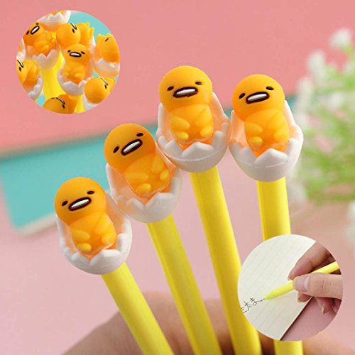 Gbell Novelty Cute Lazy Egg Gel Ink Pen,Kids Refills Stationery School Office Supplies 5Pcs Yellow (Yellow) - Thumbnail 2