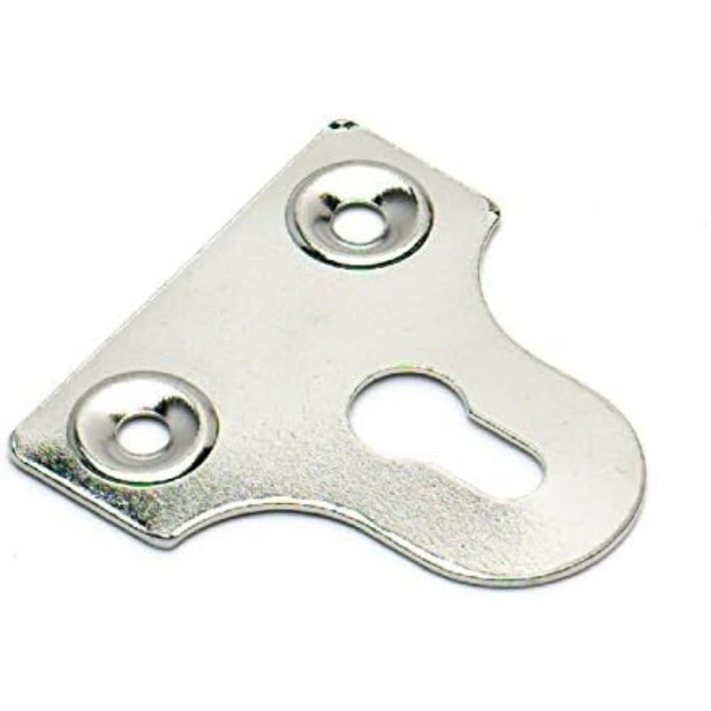 Merriway BH05301 (10 Pcs) Glass Mirror Picture Hanging Plate Slotted Chrome Plated 38 mm - Pack of 10 Pieces