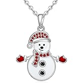 LOVGIFSET Christmas Necklace Snowman Necklace for Women Sterling Silver Cute Christmas Snowman Winter Holiday Xmas Jewelry Birthday Gifts