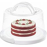 EXTRA LARGE & EXTRA STURDY Cake Carrier, Cake Stand with Lid and Foldable Handles - Multifunctional Serving Platter and Cake Plate - Cake Container with Dome and Strong Snaps 13 x 13 x 7 inch (White)