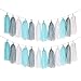 Baby Boy Party Decorations-Tissue Pom Poms Blue White Grey, Tassel Garland, Circle Garland 23pcs for Baby Shower Decorations 1st Birthday Boys Kids Men Adults Party Favor Supplies Decor Kit Set