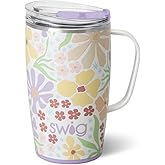 Swig Life 18oz Travel Mug, Insulated Tumbler with Handle and Lid, Cup Holder Friendly, Dishwasher Safe, Stainless Steel, Travel Coffee Cup (Fresh Cut)