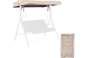 XHHBS Replacement Canopy Top for Porch Swing, Strong Patio Swing Cover Universal Canopy for Garden Traditional 3 Person Swing (75x47x9inch, Beige)