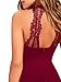 Lyrur Women's Halter Lace Straps Key Hole Back Fitted Mini Dress (#6036-US4, burgundy)