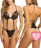 Avidlove Women Halter Lingerie One Piece Teddy Bodysuit Lace Babydoll