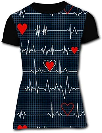 ECG Graphic Women's T-Shirt 3D Print Tshirts Summer Round Short Sleeve Soft Tops M