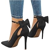 PiePieBuy Women's Pointed Toe High Heels Ankle Strap D'Orsay Pumps Shoes Bow Wedding Bowtie Back Dress Sandals
