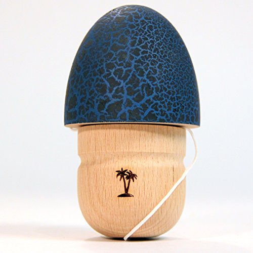 Bahama Kendama Mushroom 'pill' style kendama- Crackled Paint-Black over Blue