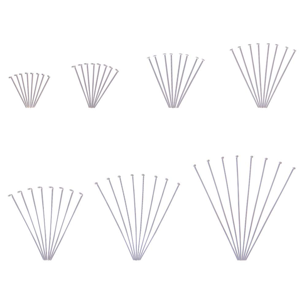 PH PandaHall 700 pcs 304 Stainless Steel Flat Head Wire Headpins Jewellery Findings,Jewellery Headpins, Stainless Steel Color,16/20/25/30/35/40/50mm