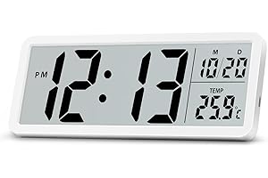 Lafocuse LCD Digital Wall Clock Battery Operated, 8.5 Inch Large Display Digital Clocks with Date and Temperature, Modern Sim