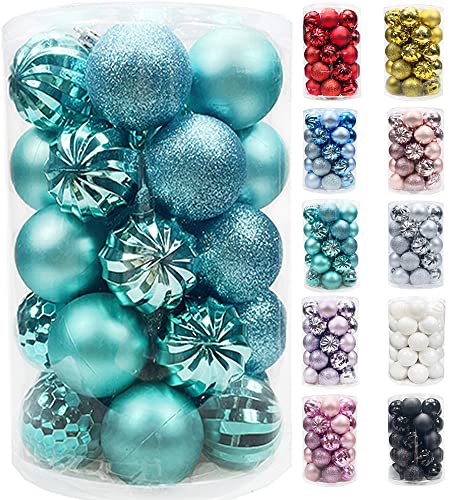 AOGU 34Pcs Christmas Balls Christmas Tree Ball Teal 2.36