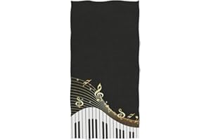 Naanle Fashion Piano Keys and Musical Notes Print Soft Highly Absorbent Large Decorative Hand Towels Multipurpose for Bathroom, Hotel, Gym and Spa (16" x 30",Black White)
