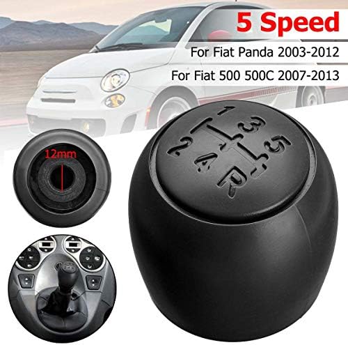 5 Speed Gear Shift Knob Gaiter Boot Cover Leather For Fiat 500 500c 2007-2013 Panda 2003-2012 Black