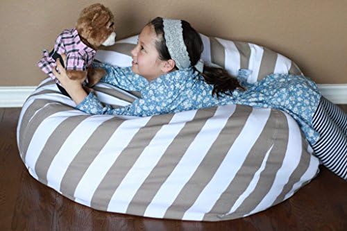 Kenko Comfort 38” Extra Large - Stuffed Animal Storage Bean Bag Cover, Organizer for Kids Plush, Jumbo & Cuddly Toys with Extra Long Zipper and Premium Canvas Available in 5 Pattern (Brown)