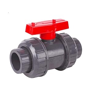 SHMONO 1-1/2’’ PVC True Union Ball Valve, Full Port, EPDM Seal O-Ring, Rated at 200 PSI @73F, Socket [Available 3/4'',1'',1.25'',2'']