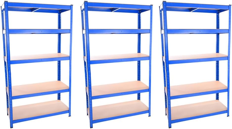 Panana 3x Heavy Duty 5 Tier Steel Garage Shelving Unit 1.8m Blue 280kg Shelf