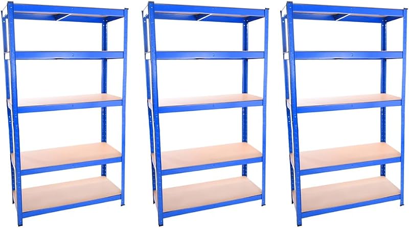 Panana 3x Heavy Duty 5 Tier Steel Garage Shelving Unit 1.8m Blue 280kg Shelf