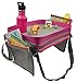 Kids Travel Activity & Snack Tray by On The Go Families- Heavy Duty Side Walls, Solid Lap Desk with Large Pockets for Storage - Portable, Waterproof & Machine Washable (Pink 2.0)