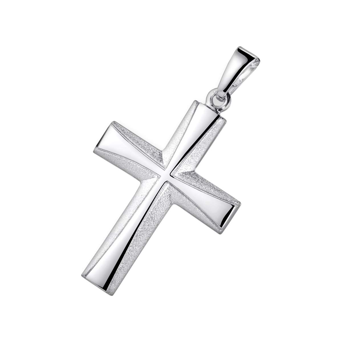 Materia Cross Pendant Men's Necklace 925 Sterling Silver Rhodium Plated Silk Matte for Necklace German mm Jewellery #KA-22