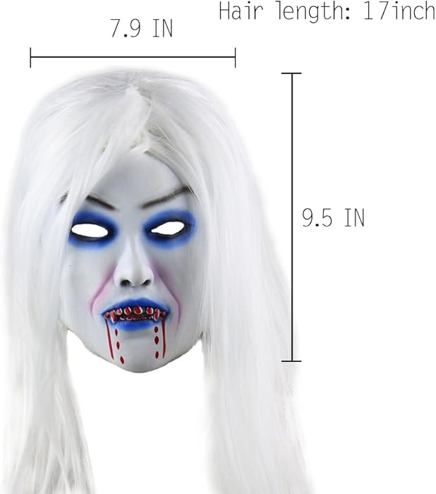 Halloween Horror Costume Party Props Long Hair Demon The Ring Maskbleed Woman
