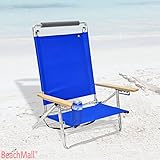 Deluxe 5 pos Lay Flat Aluminum Beach Chair w/ Cup Holder