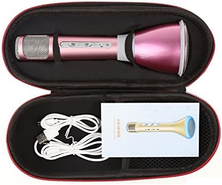 ALEENK Wireless Microphone Mini Karaoke Player with Mic Bluetooth Speaker KTV Singing Record for Android, IOS, Smart Phone, Computer (PINK)