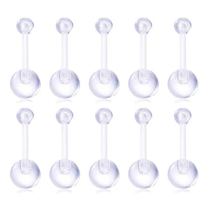 Buy QWALIT 14g Clear Belly Button Rings Bioflex Plastic Belly Ring
