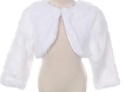 White Faux Fur Pearl Button Special Occasion Shrug
