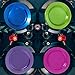 40 6 Inch Round Neon Colored Party Plates. Bright Colored Dessert Party Plates Come in Assorted Neon Colors, Pink, Purple, Green, and, Blue. Disposable Plastic Party Favor Plates.