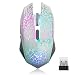 TENMOS M2 Wireless Gaming Mouse, Silent Rechargeable Optical USB Computer Mice Wireless with 7 Color LED Light, Ergonomic Design, 3 Adjustable DPI Compatible with Laptop/PC/Notebook, 6 Buttons (White) primary