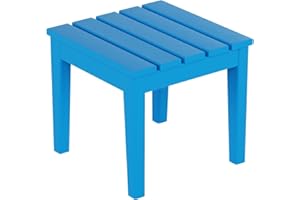 Costaelm Small Outdoor Side Table, Patio End Table Weather Resistant Outdoor Coffee Table, Square Outdoor Conversation Table for Indoor, Porch, Balcony, Garden, Poolside, Deck, Pacific Blue