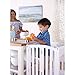 Guidecraft Contemporary Kitchen Helper Stool - White W/Keeper and Non-Slip Mat: Adjustable Height Wooden Baking Tower, Folding Step Stool for Toddlers, Little Kids Learning Furniture