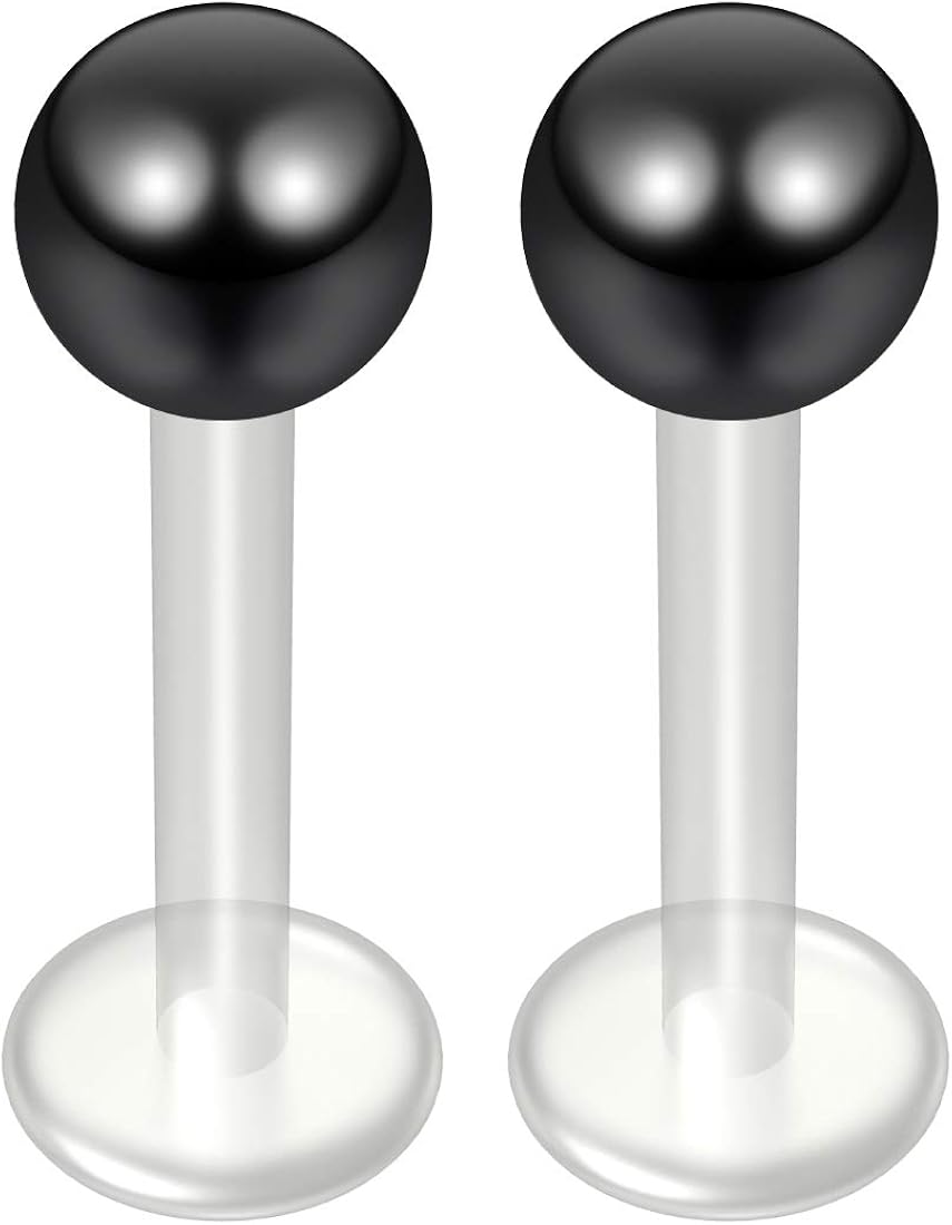 2pc 14g Bioflex Labret Black 14 Gauge 