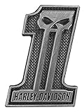 Harley-Davidson #1 Skull Pin, Antiqued Silver Finish, 0.875 x 1.25 inch P718062