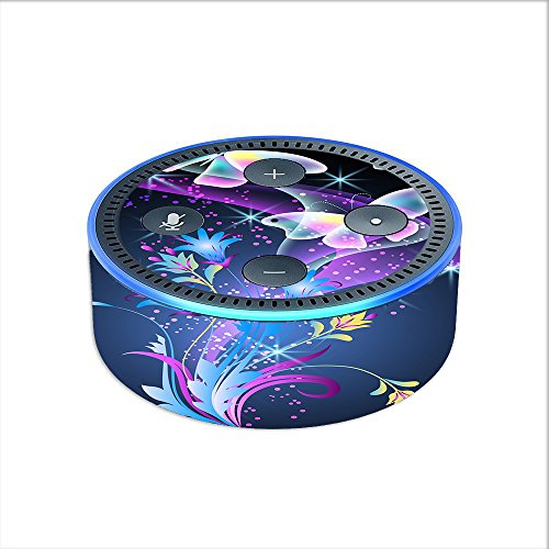 Skin-Decal-Vinyl-Wrap-for-Amazon-Echo-Dot-2-2nd-generation-glowing-butterflies-in-flight
