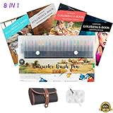 Watercolor Brush Pen Set - 20 Premium Watercolor Brush Pens + 1 Water Pen, Handmade Wrap Case, Paint Mixing Plate, Children & Adult Coloring Pages - Calligraphy Pens - by Aevitan