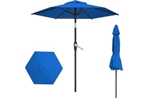 AreShark 7.5FT Patio Umbrella Table Market Umbrella w/Tilt and Crank Heavy-Duty Round Outdoor Umbrellas for Garden, Deck, Backyard, Pool and Beach, Royal Blue